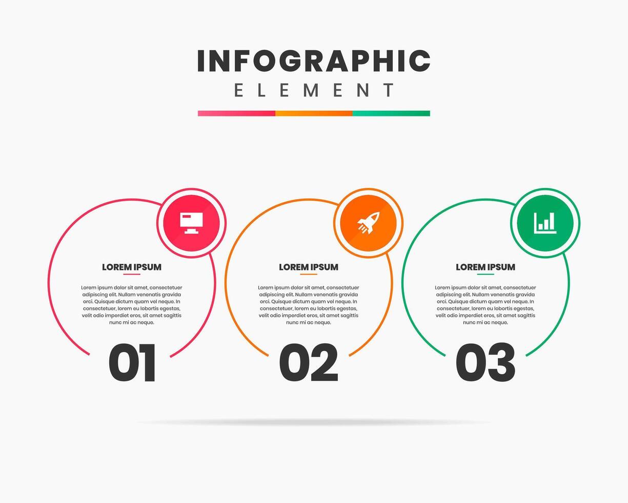 Graphic Infographic Element Design icon templates with 3 Numbers. Can be used for process diagram, presentations, workflow layout, banner, flow chart, infographic. vector