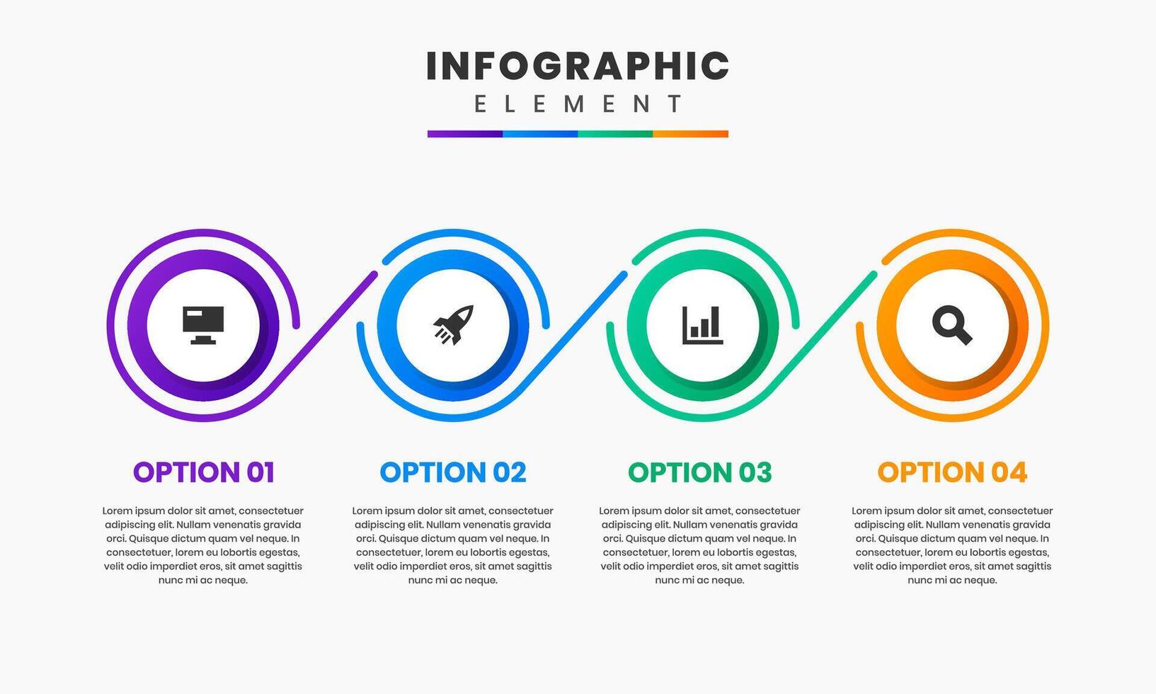 Circle Infographic Element Design icon templates with 4 options vector