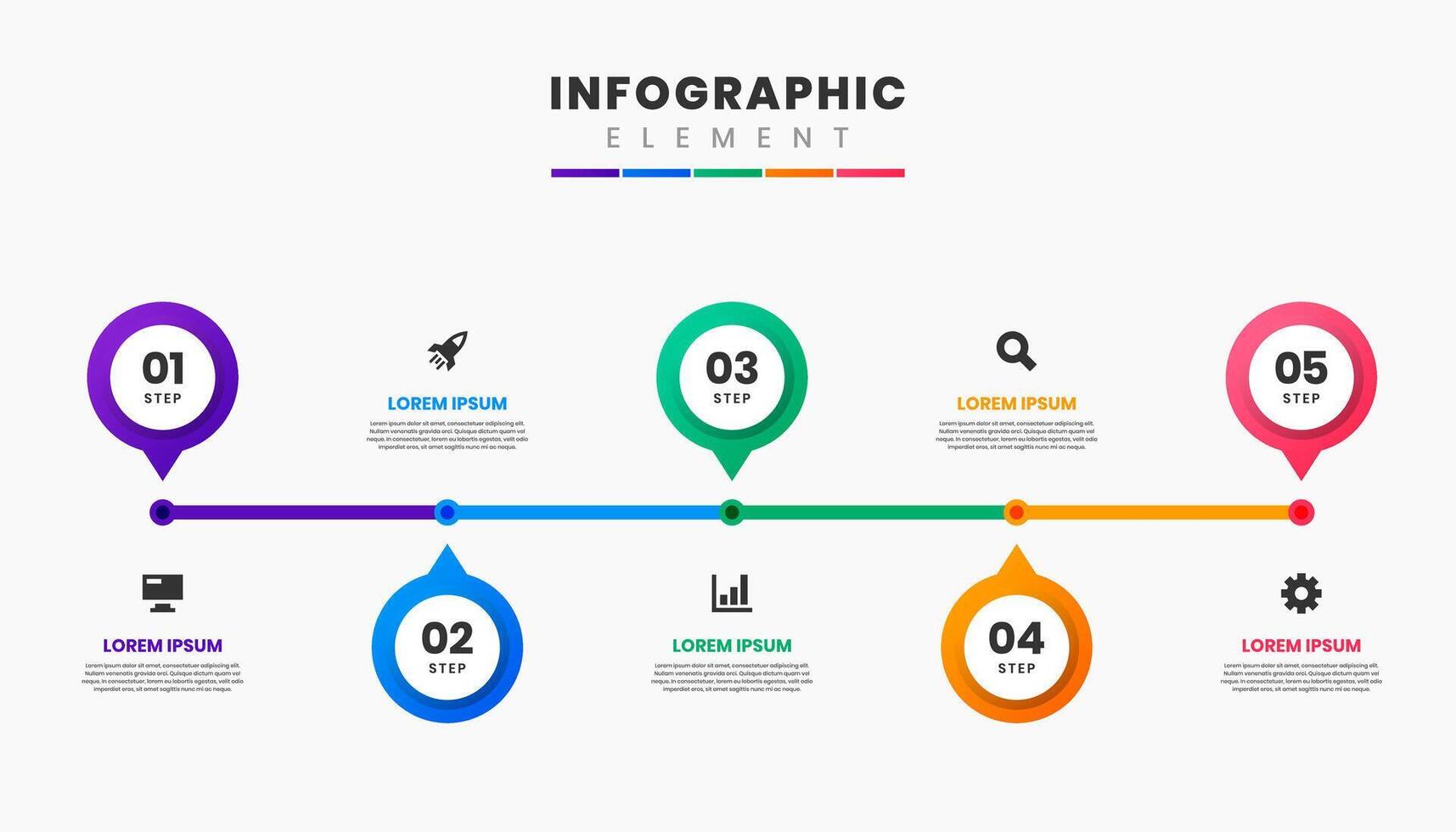 Infographic Element Design Icon Templates with 5 Options or Steps. Suitable for Process Diagram, Presentations, vector