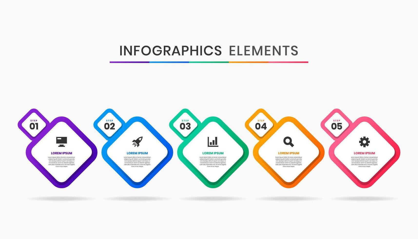 Abstract Infographic Element Design Icon Templates with 5 Numbers. Can be used for Process Diagram, Presentations, Workflow Layout, Flow Chart, Infographic. vector