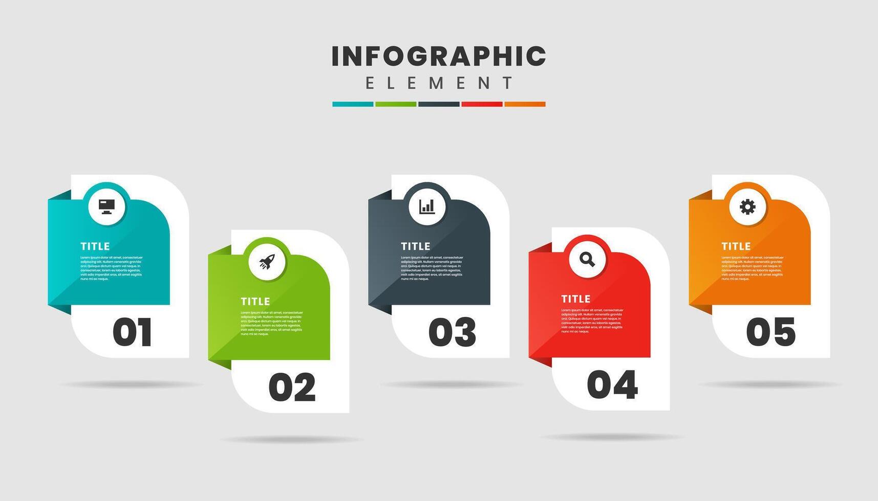 Abstract Infographic Element Design Icon Templates with 5 Options or Steps. Suitable for Process Diagram, Presentations vector