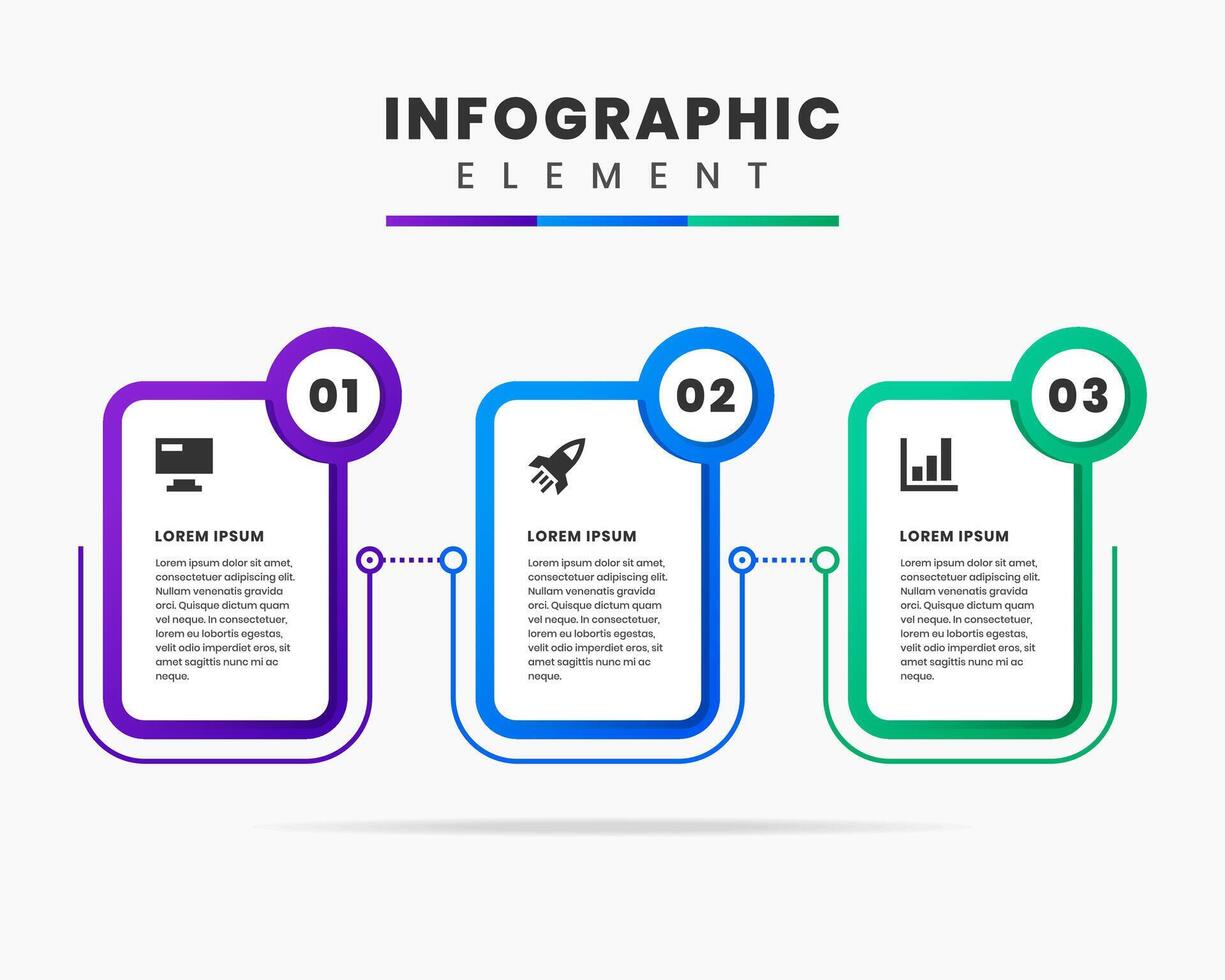 Abstract Timeline Infographic Element Design icon templates with 3 Numbers. Can be used for process diagram, presentations, banner, flow chart, infographic. vector