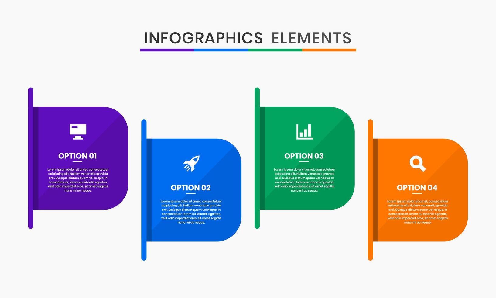Abstract Label Infographic Element Design Icon Templates with 4 Options. Suitable for Process Diagram, Presentations, Workflow Layout, Infographic. vector