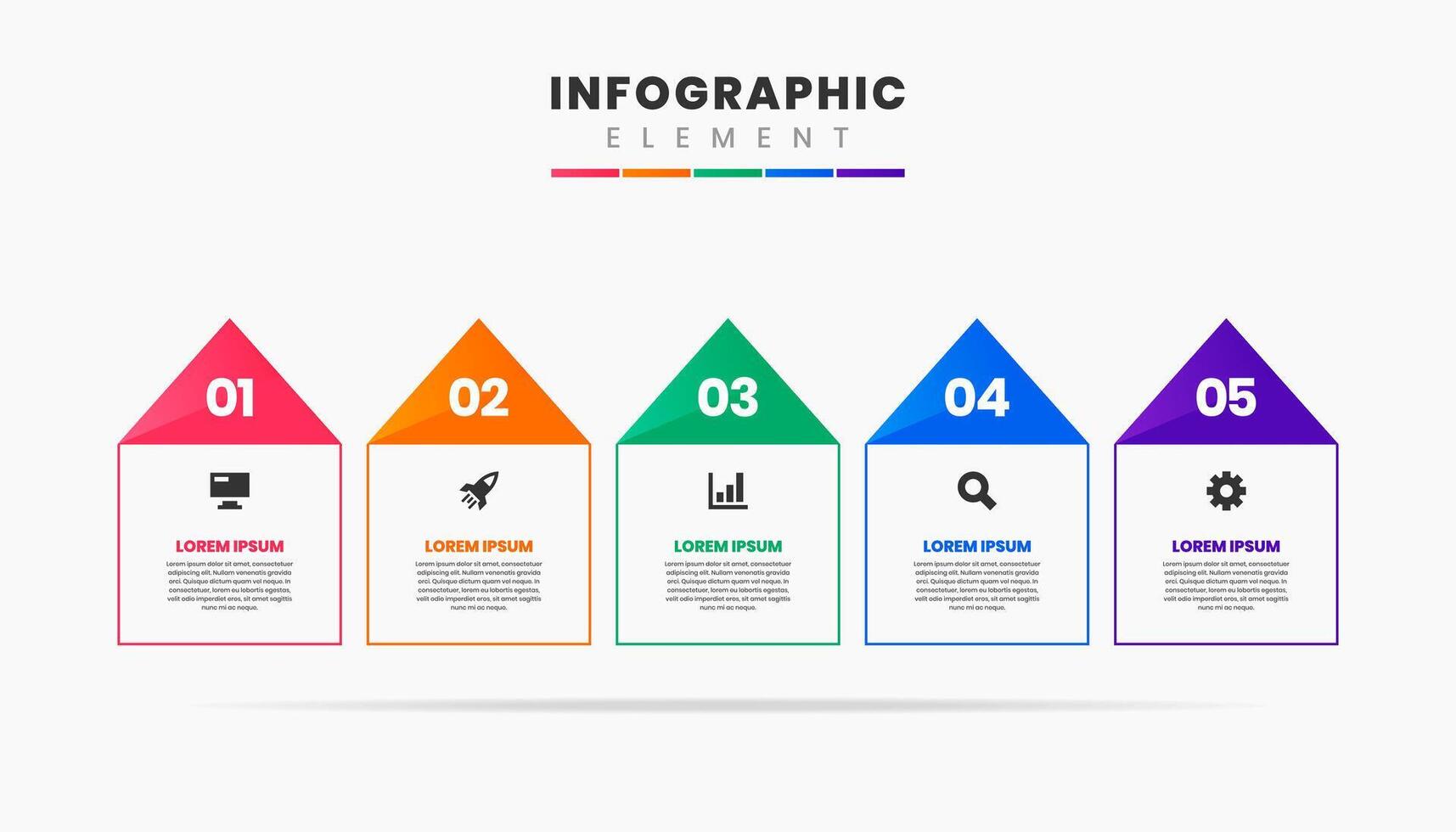 Triangle Infographic Element Design Icon Templates with 5 Numbers. Can be used for Process Diagram, Presentations, Workflow Layout vector