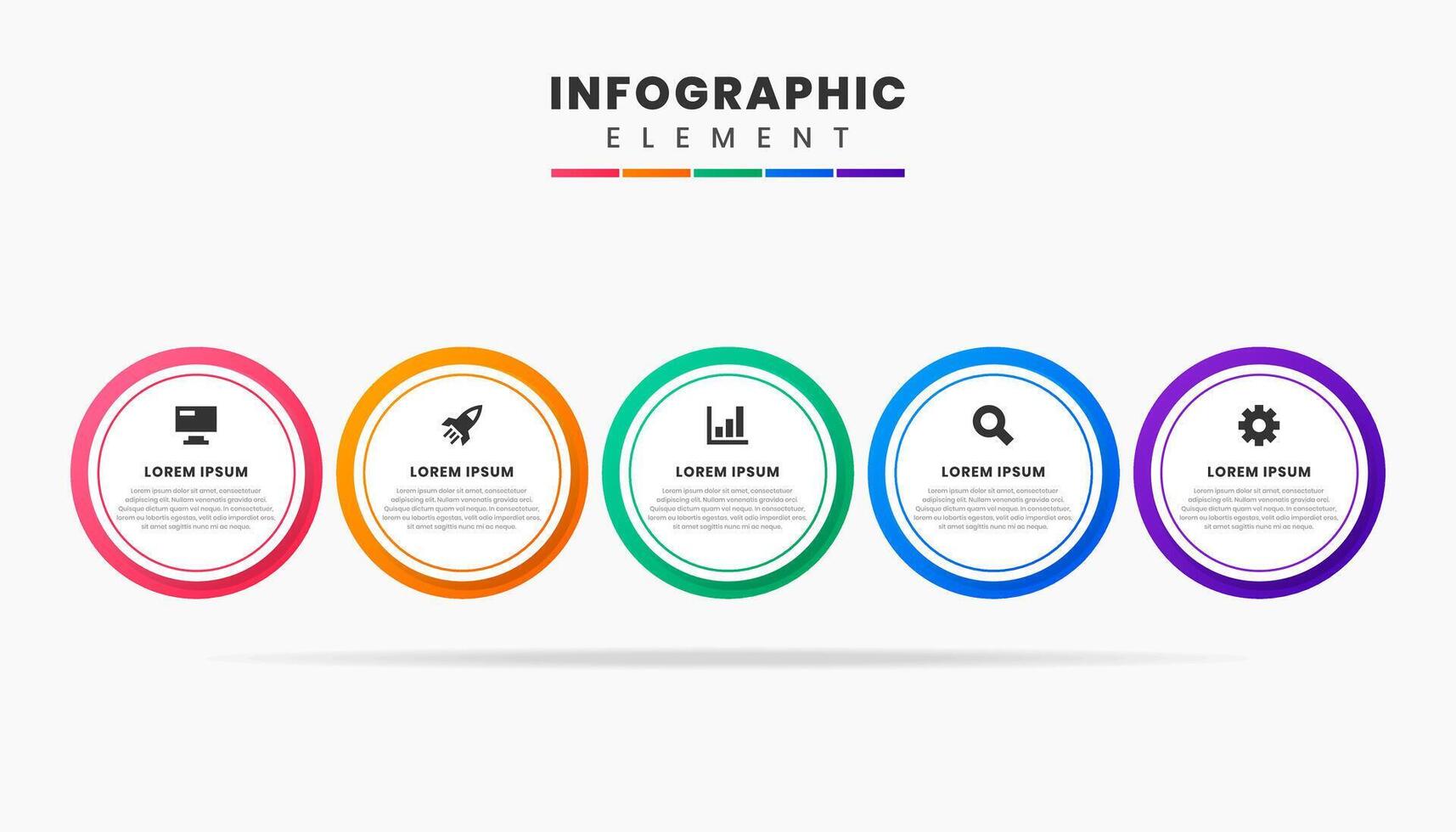 Circle Infographic Element Design Icon Templates with 5 Options or Steps. Can be used for Process Diagram, Presentations, Workflow Layout, Banner, Flow Chart vector