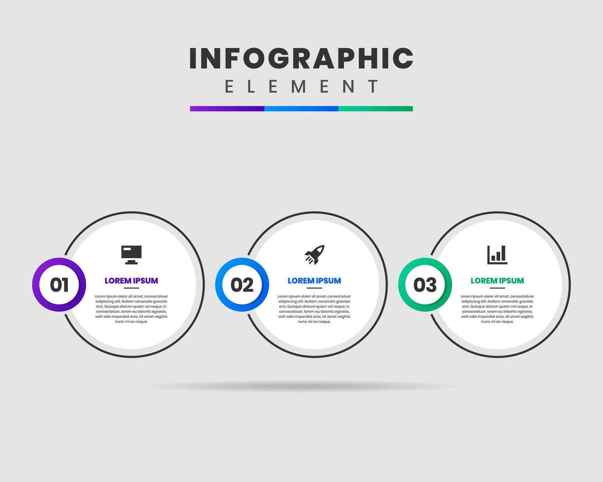 Circle Infographic Element Design Icon Templates with 3 Numbers. Can be used for Process Diagram, Presentations, Workflow Layout, Banner vector
