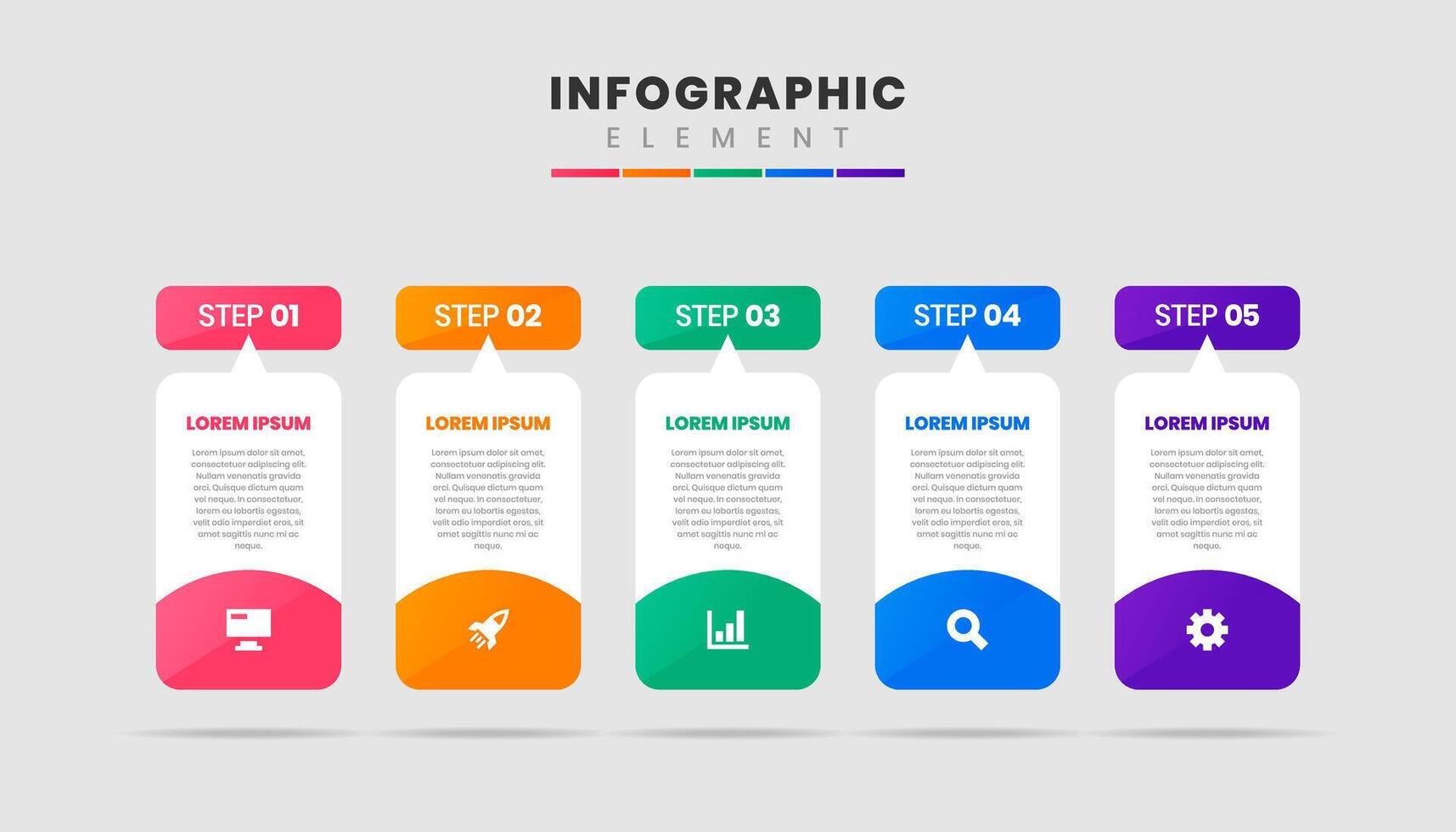 Abstract Infographic Element Design Icon Templates with 5 Steps. Can be used for Process Diagram, Presentations, Workflow Layout, Banner vector