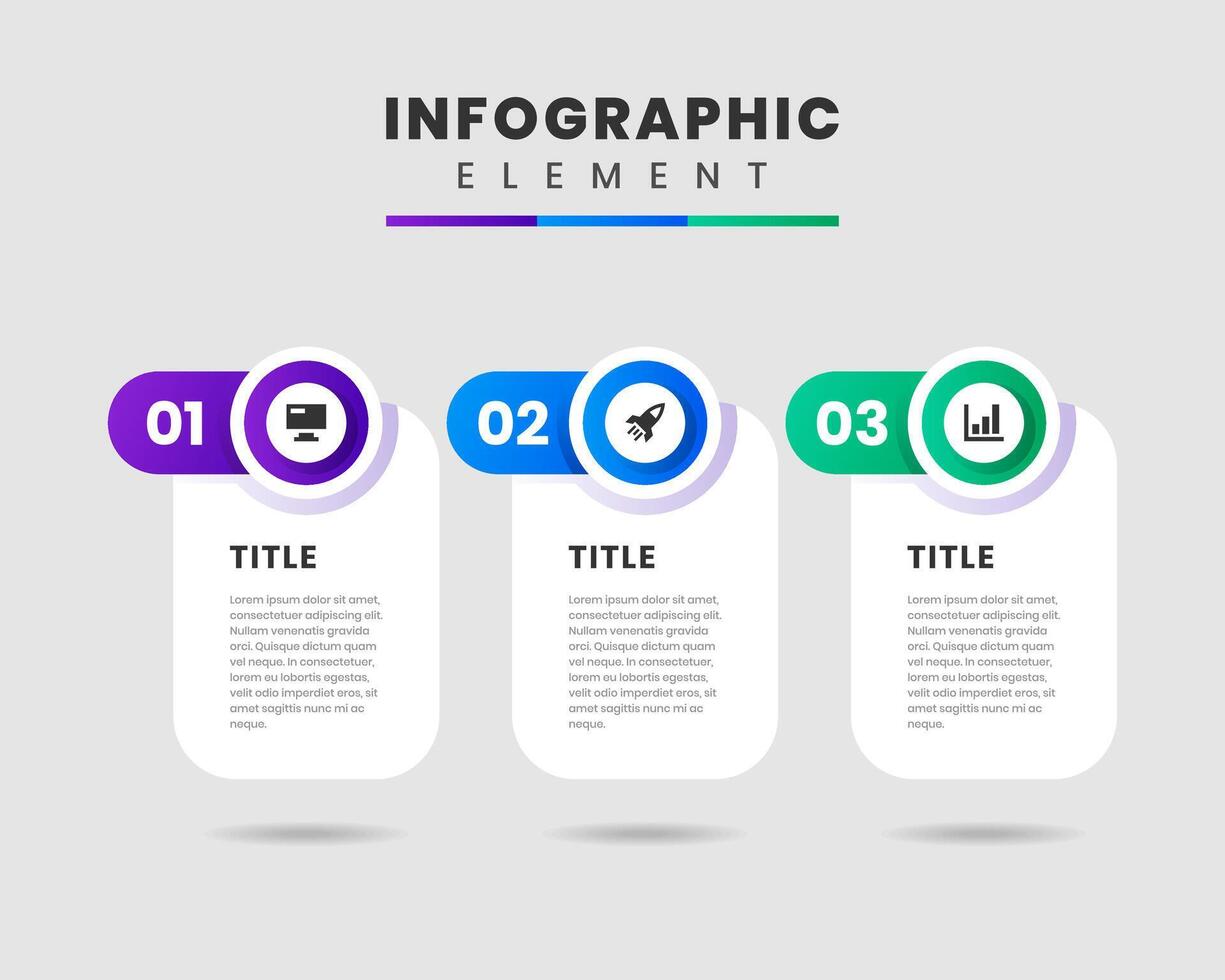 Infographic Element Design icon templates with 3 Numbers. Can be used for process diagram, presentations, workflow layout, banner, flow chart, infographic. vector