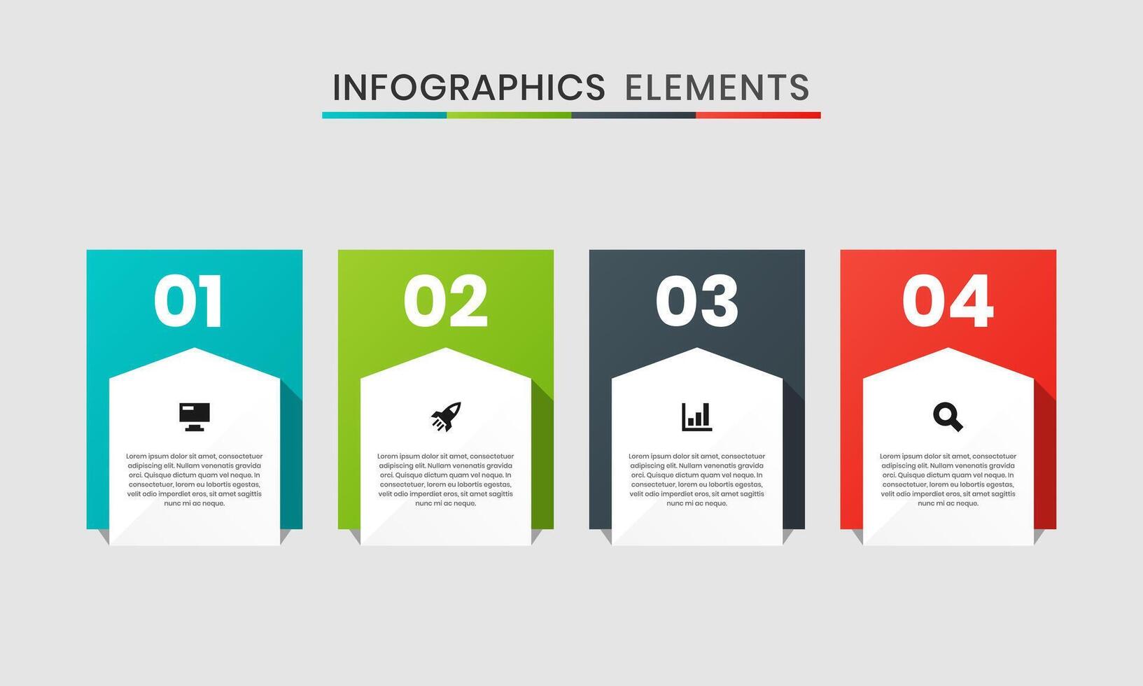 RectaIngle Infographic Element Design Templates with Icons and 4 Numbers. Suitable for Process Diagram, Presentations, Workflow Layout, Banner, Infographic vector