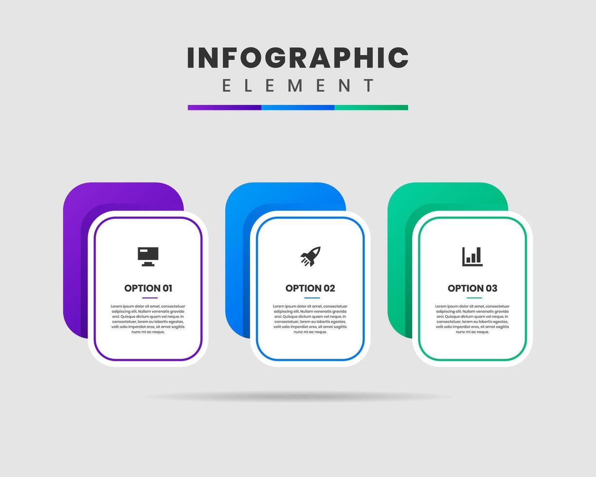 Infographic Element Design icon templates with 3 options or steps. Can be used for process diagram, presentations, workflow layout, flow chart, vector