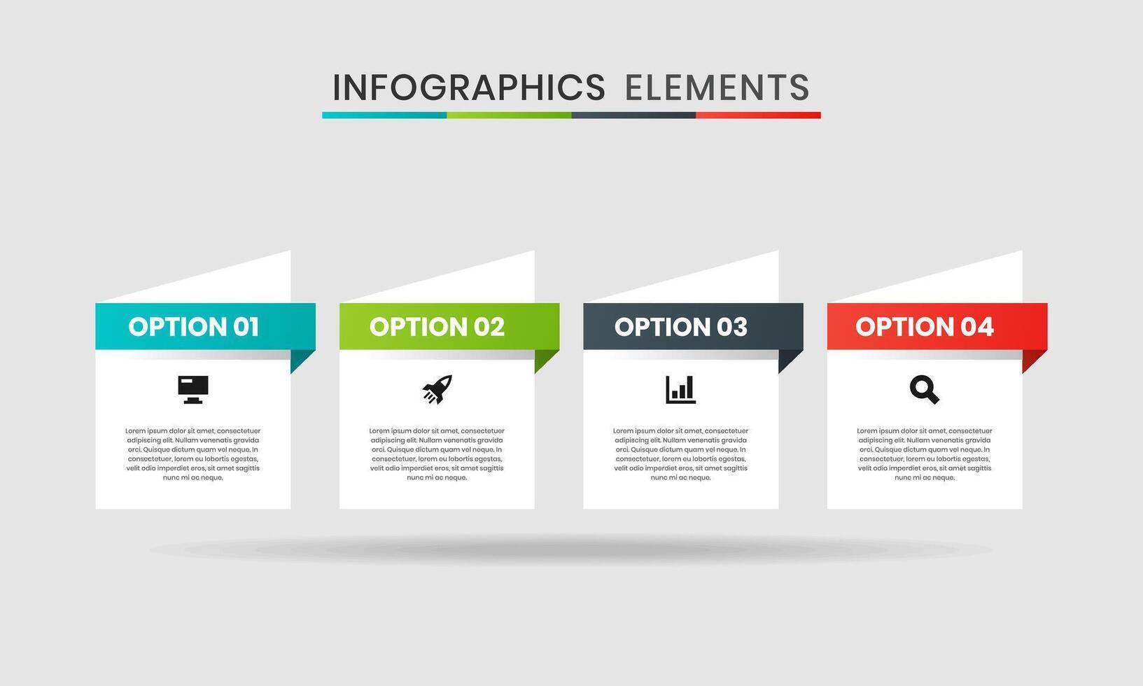 Infographic Element Design Templates with Icons and 4 Options or Steps. Suitable for Process Diagram, Presentations, Workflow Layout, Banner, Flow Chart vector