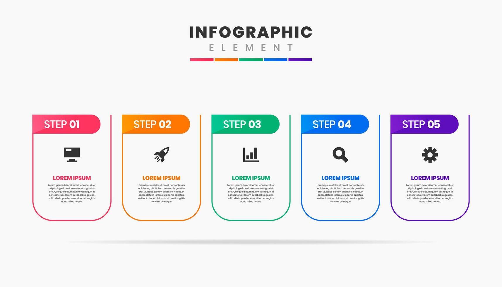 Line Infographic Element Design Icon Templates with 5 Steps. Can be used for Process Diagram, Presentations, Workflow Layout vector