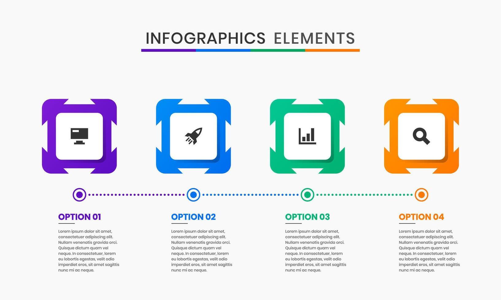 Abstract Infographics Elements Design Icon Templates with 4 Options. Suitable for Process Diagram, Presentations, Infographic vector