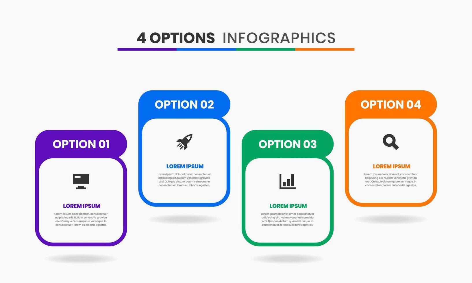 Infographic Element Design Templates with Icons and 4 Options or Steps. Suitable for Process Diagram, Presentations, Workflow Layout, Banner vector
