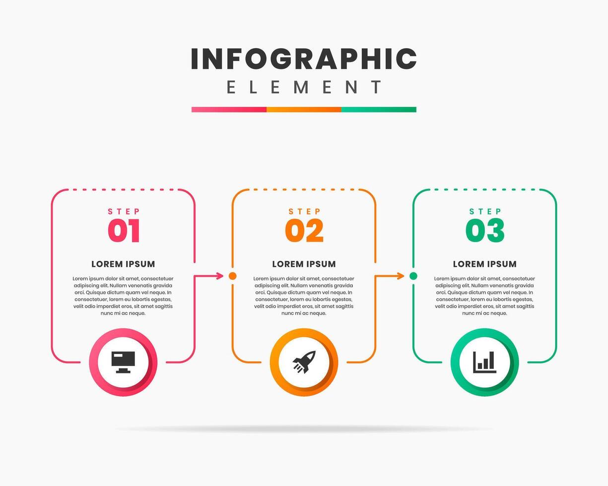 Infographic Element Design icon templates with 3 steps. Can be used for process diagram, presentations, workflow layout, banner, flow chart vector