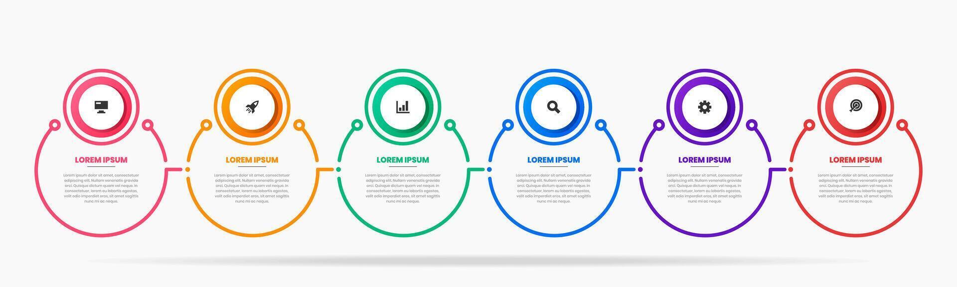 Infographic Element Design Templates with Icons and 6 Options or Steps. Suitable for Process Diagram, Presentations, Workflow Layout, Infographic vector