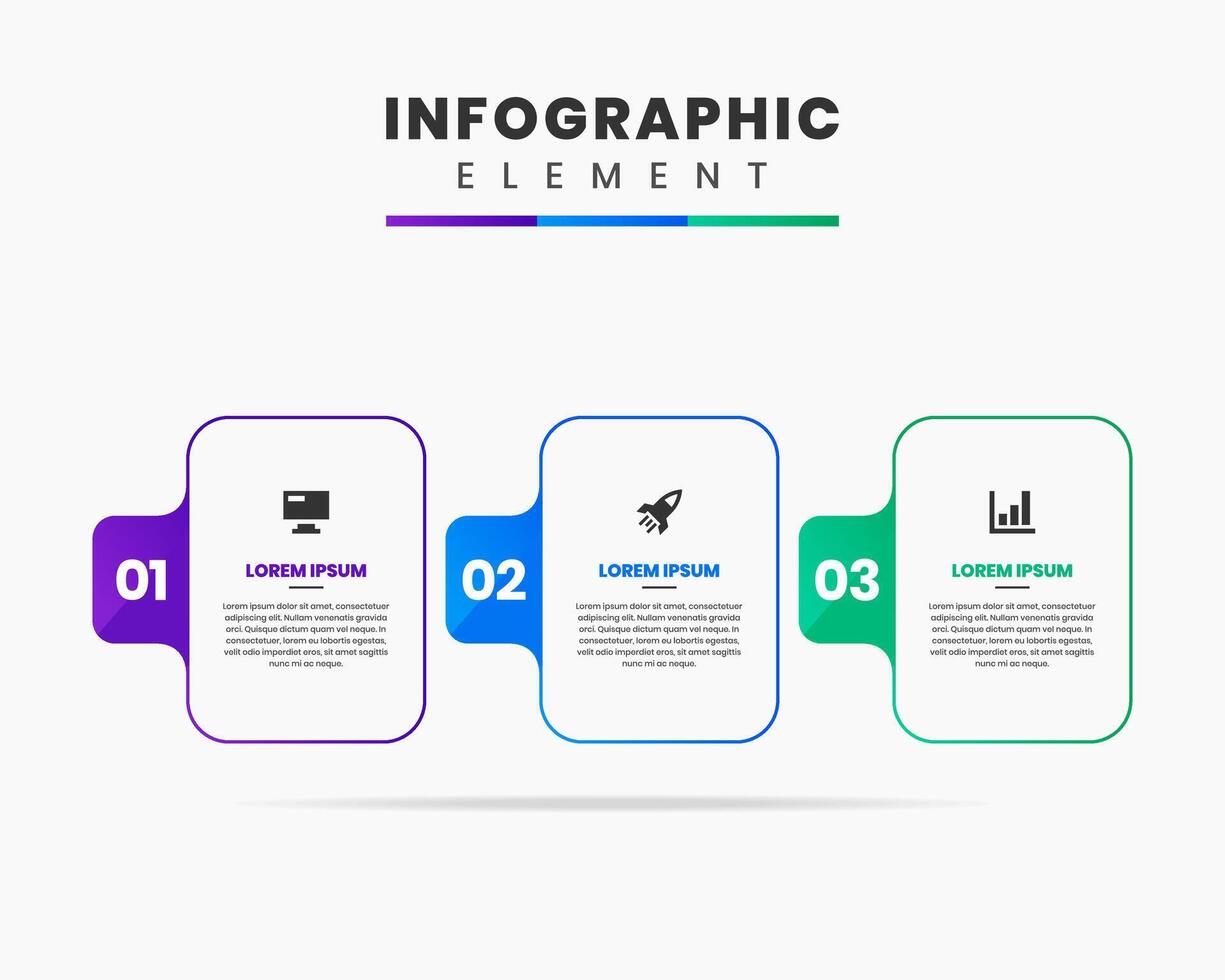 Infographic Element Design icon templates with 3 Numbers. Can be used for process diagram, presentations, workflow layout, banner vector