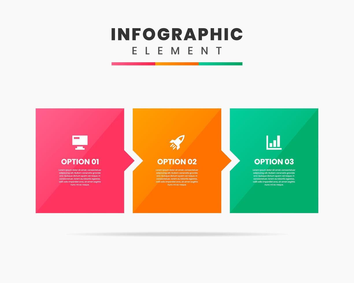 Colorful Infographic Element Design icon templates with 3 options or steps. Can be used for process diagram, presentations, workflow layout, banner, flow chart, infographic. vector