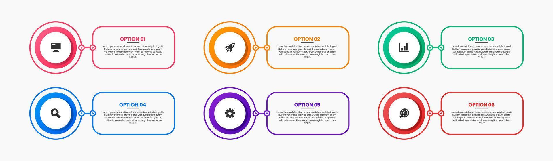 Infographic Element Design Templates with Icons and 6 Options or Steps. Good for Process Diagram, Presentations, Workflow Layout, Banner, Flow Chart vector