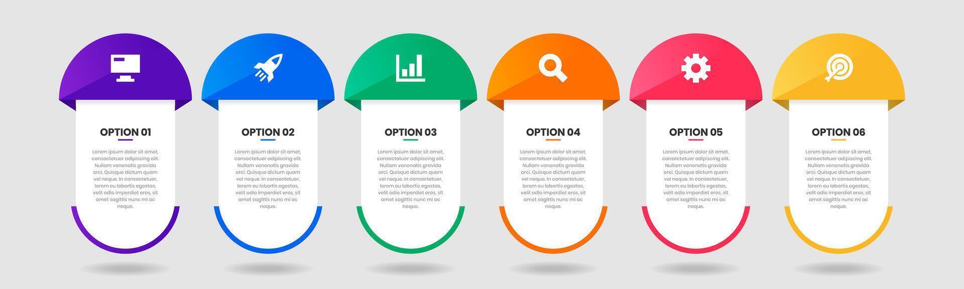 Label Infographic Element Design Templates with Icons and 6 Options or Steps. Suitable for Process Diagram, Presentations, Workflow Layout, Flow Chart vector