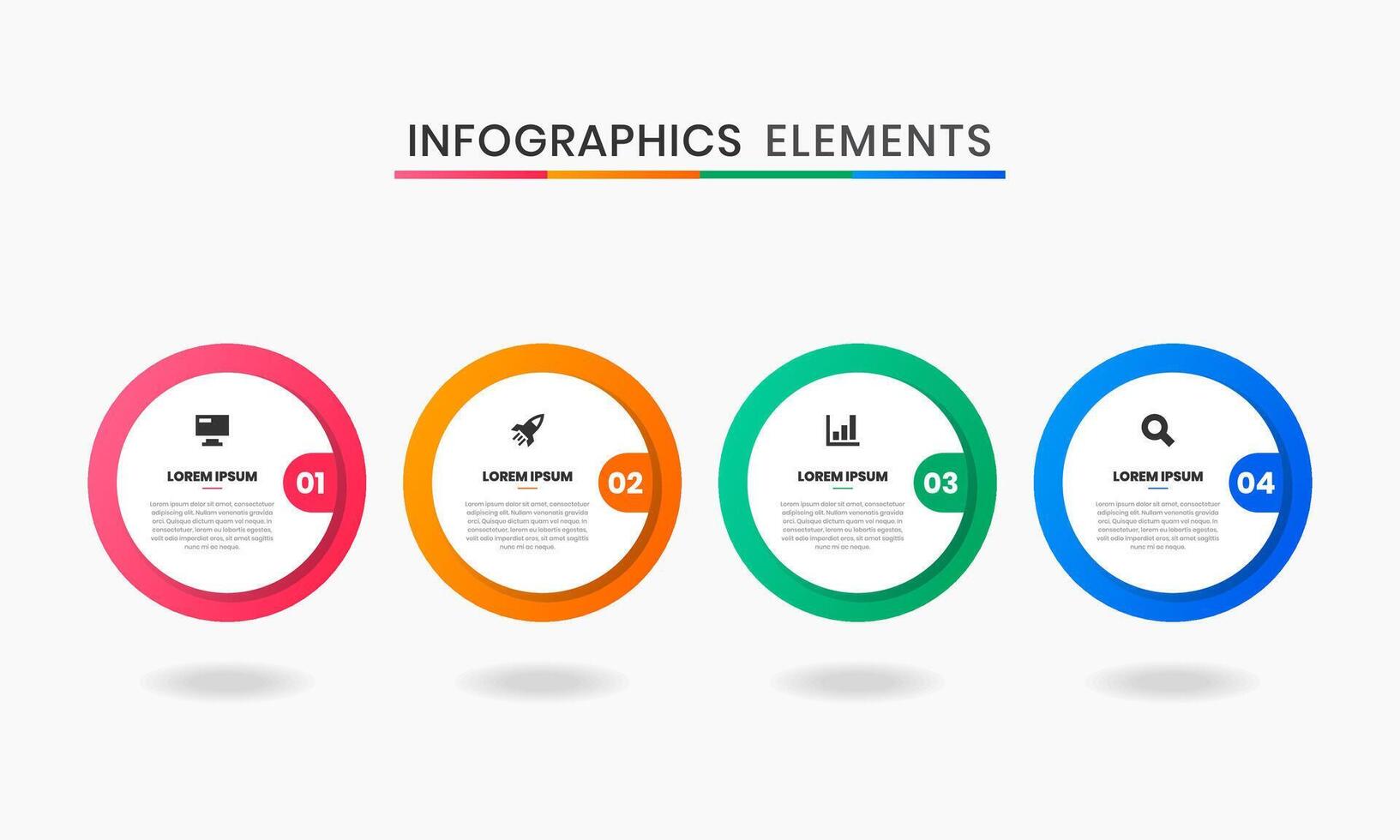 Infographics Elements Design Icon Templates with 4 Options or Steps. Suitable for Process Diagram, Presentations, Workflow Layout, Banner, Flow Chart, Infographic. vector