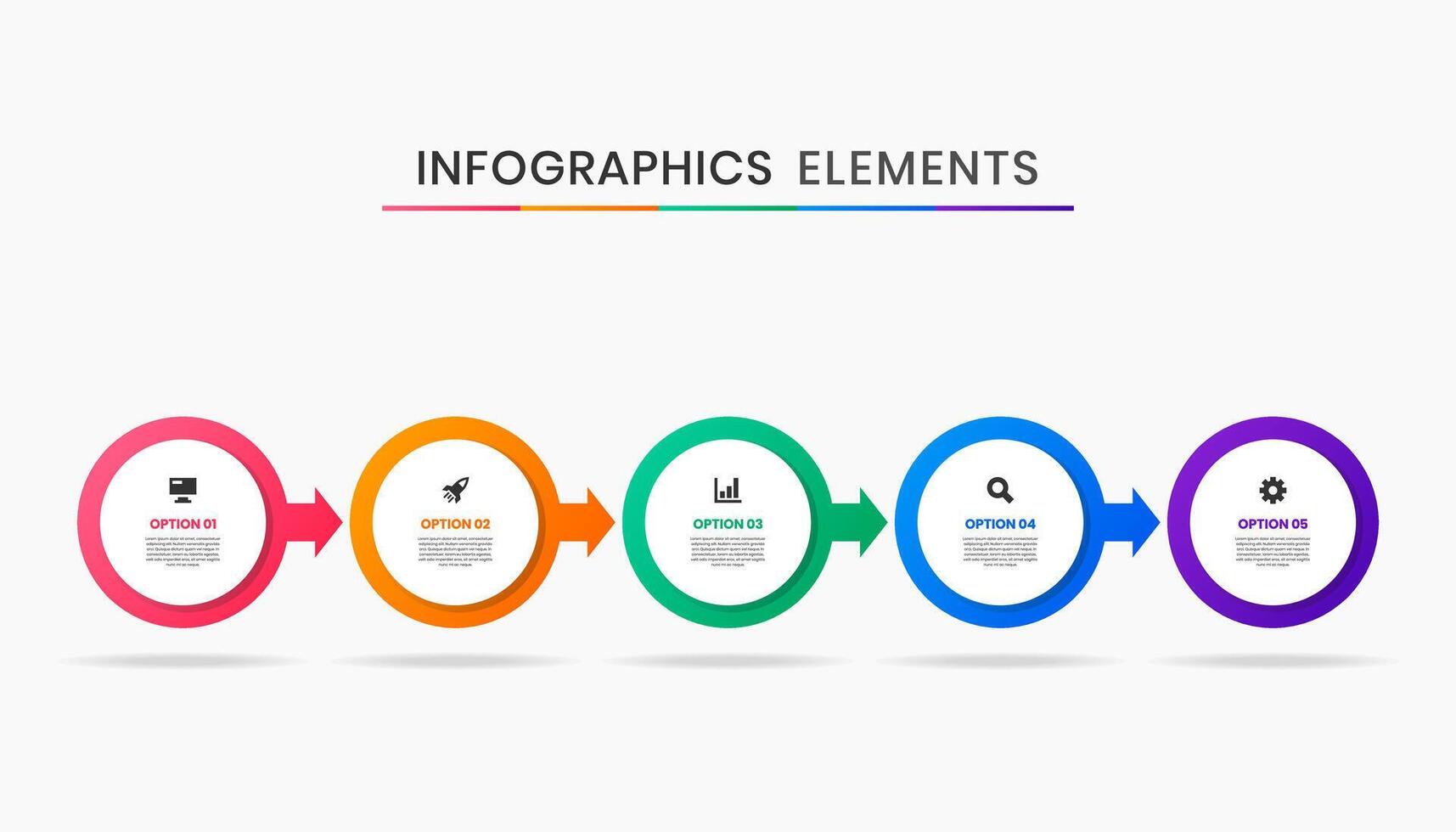 Circle Infographic Element Design Icon Templates with 5 Options or Steps vector
