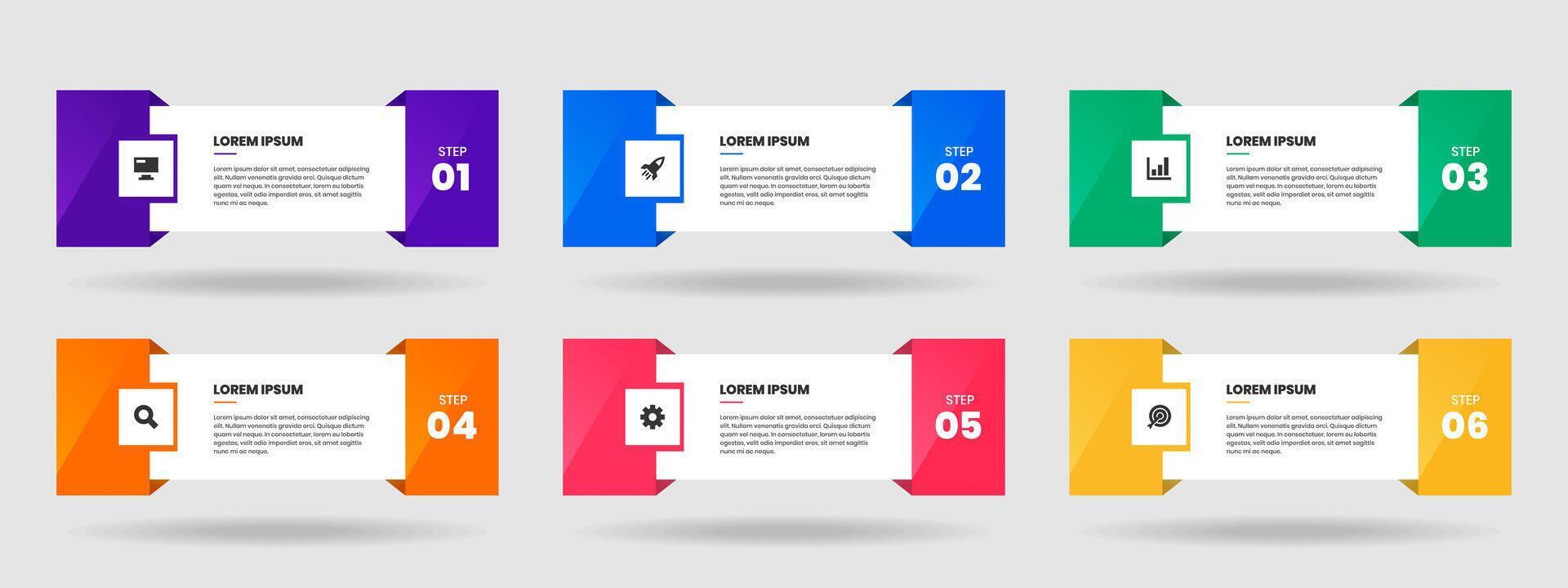 Label Infographic Element Design Templates with Icons and 6 Options or Steps. Suitable for Process Diagram, Presentations, Workflow Layout, Banner, Flow Chart vector