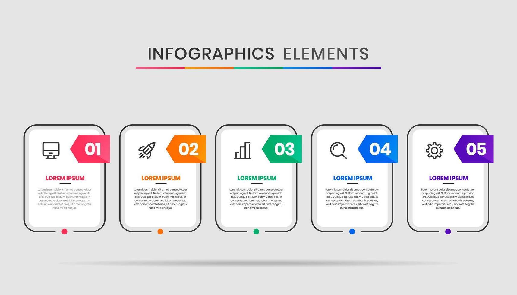 Label Infographic Element Design Icon Templates with 5 Numbers. Can be used for Process Diagram, Presentations, Banner, Flow Chart, Infographic. vector