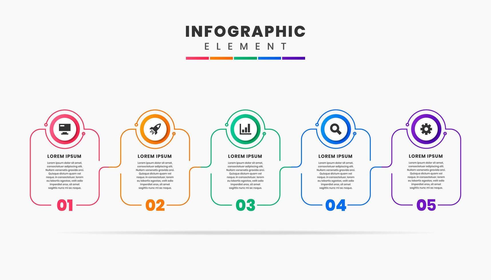 Timeline Infographic Element Design Icon Templates with 5 Numbers. Can be used for Process Diagram, Presentations, Workflow Layout vector