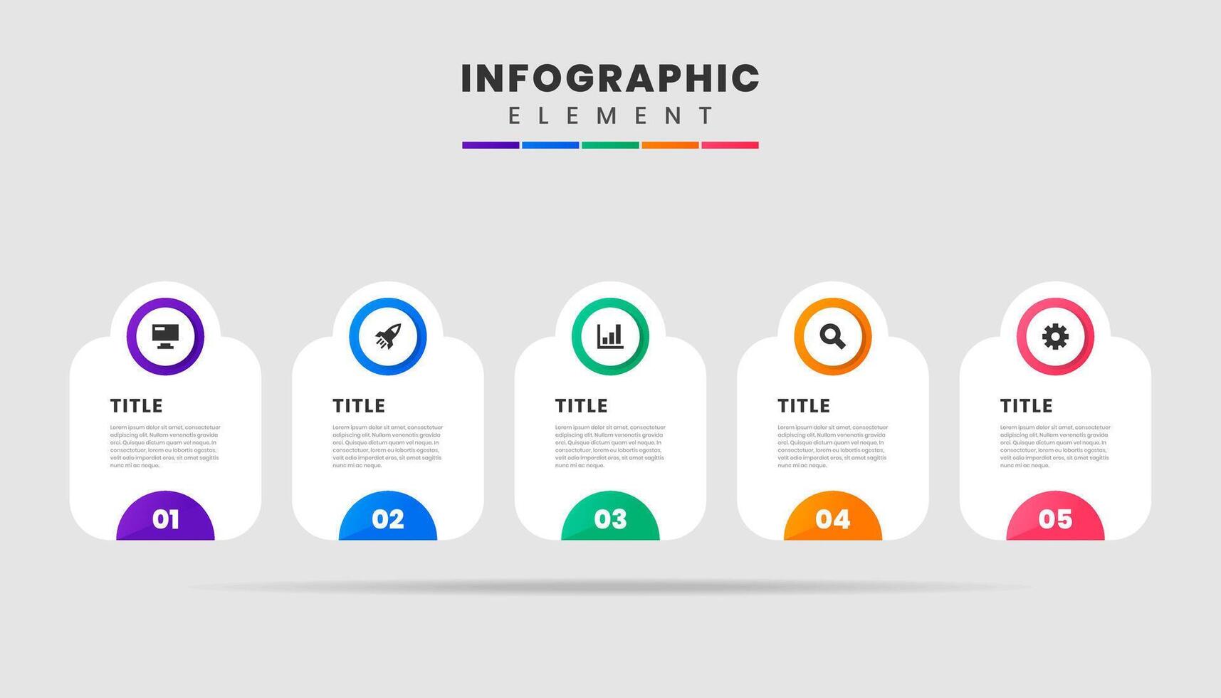 Infographic Element Design Icon Templates with 5 Numbers. Can be used for Process Diagram, Presentations, Workflow Layout, Banner, Flow Chart, Infographic. vector