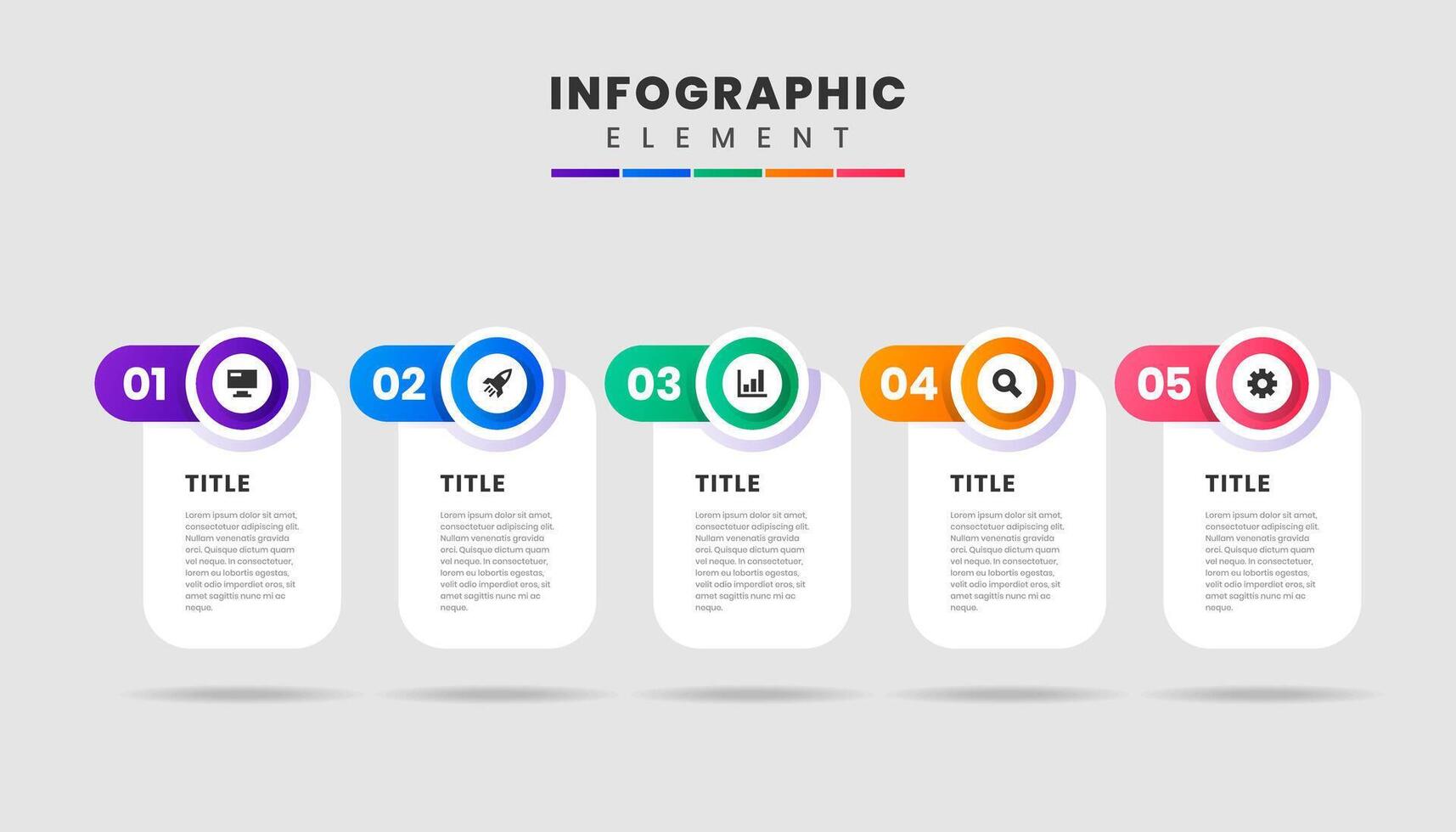 Infographic Element Design Icon Templates with 5 Numbers. Can be used for Process Diagram, Presentations, Workflow Layout, Flow Chart, Infographic. vector
