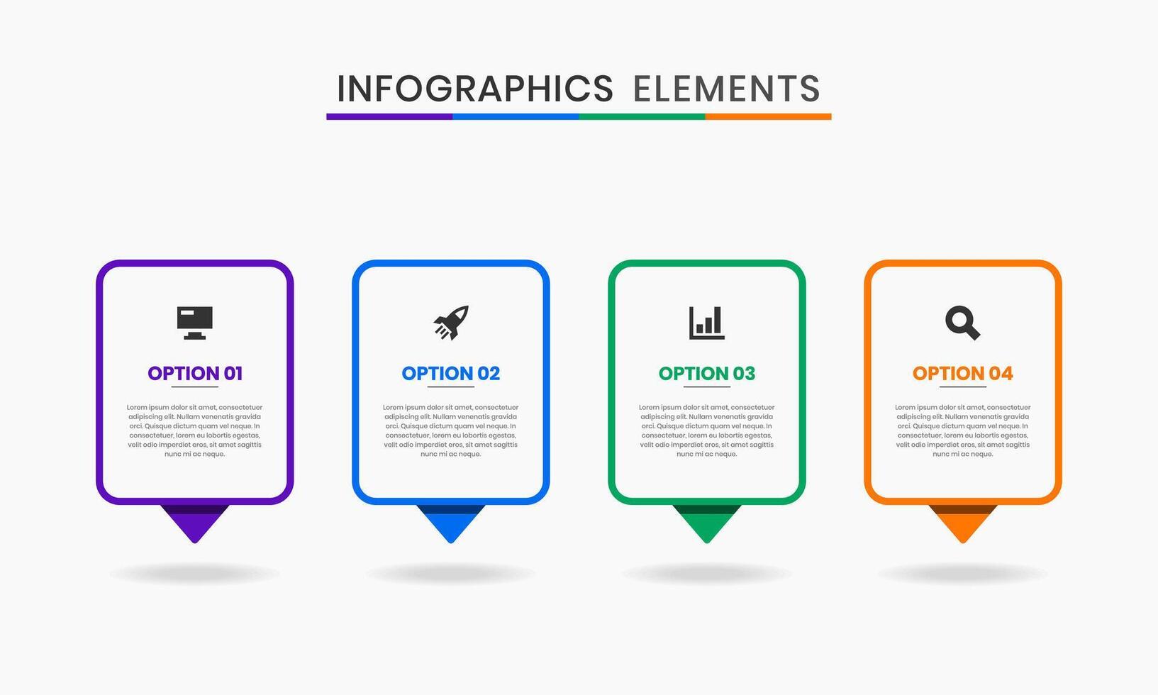 Line Infographic Element Design Templates with Icons and 4 Options. Suitable for Process Diagram, Presentations, Workflow Layout, Flow Chart vector