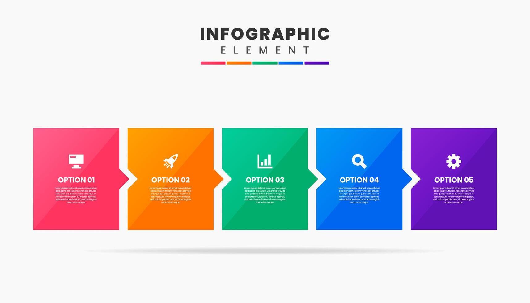 Colorful Infographic Element Design Icon Templates with 5 Options or Steps. Can be used for Process Diagram, Presentations, Workflow Layout, Banner, Flow Chart, Infographic. vector
