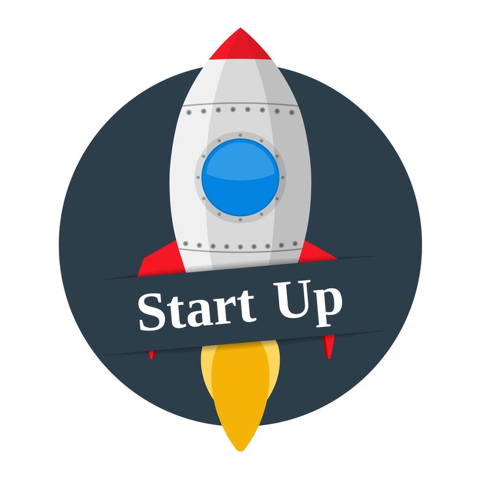 Start Up banner with space rocket vector