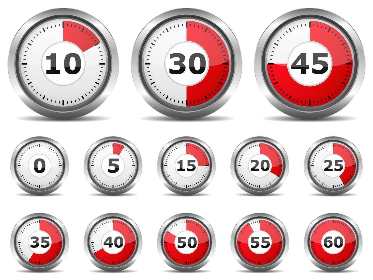 Set of red timers on white background vector