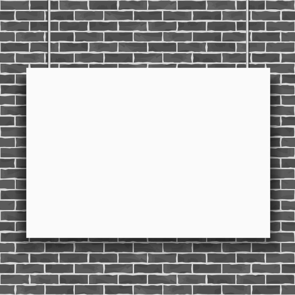 Banner hanging in front of brick wall vector