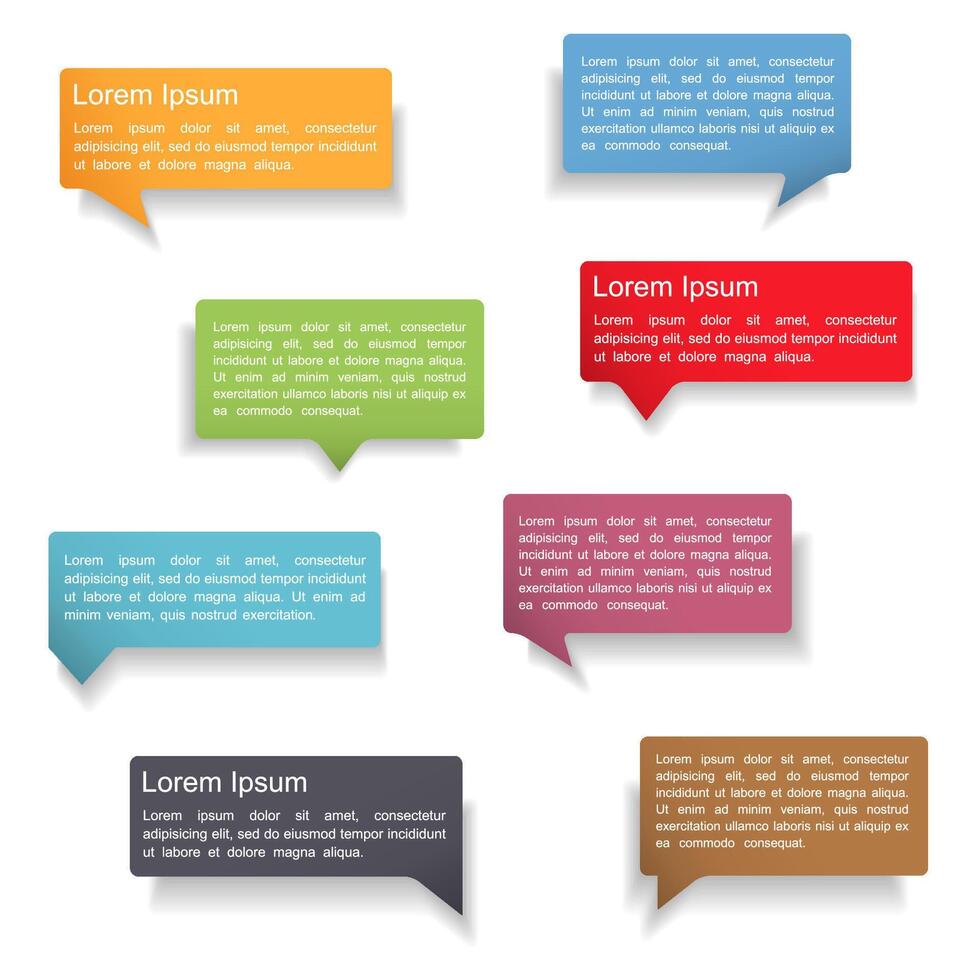 Set of colorful speech bubbles with shadows on white background vector
