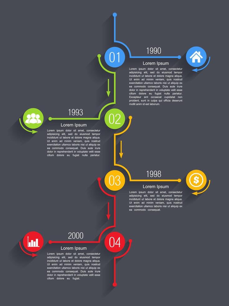 Colorful timeline infographics design template vector