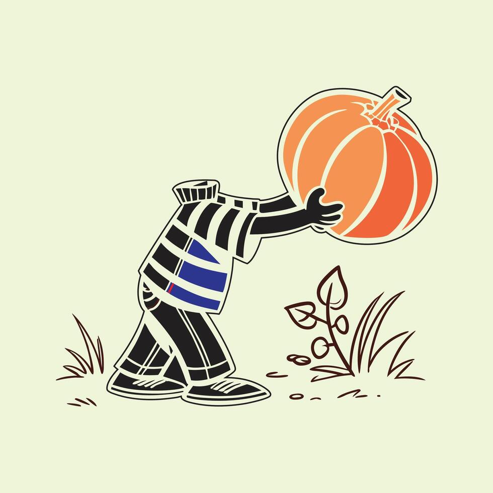 Headless pumpkin man stock art vector