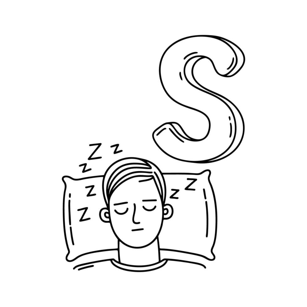 An illustration of letter S stand for Sleep vector