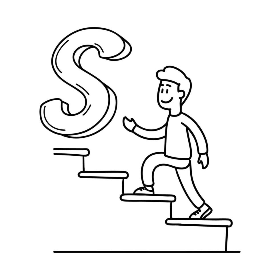 An illustration of letter S stand for Step vector