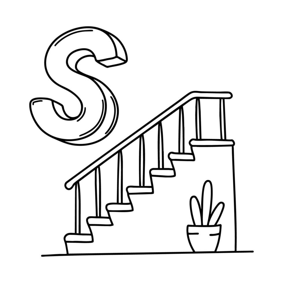 An illustration of letter S stand for Stairs vector