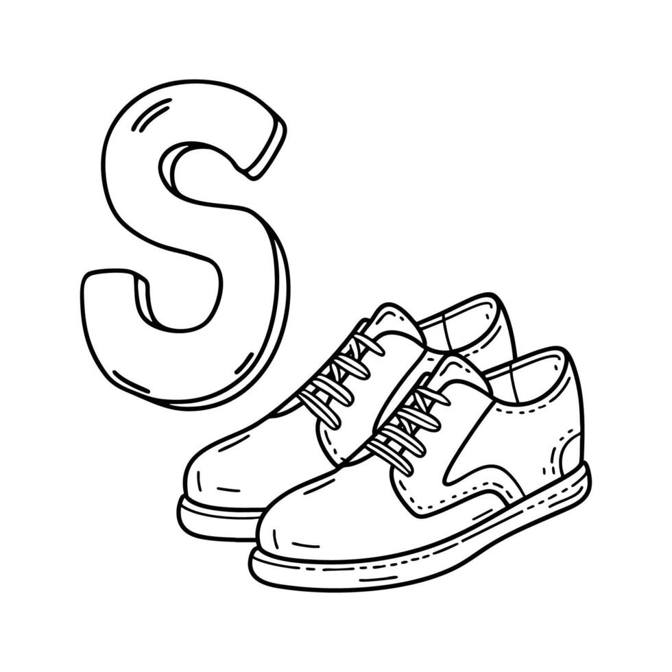 An illustration of letter S stand for Shoes vector