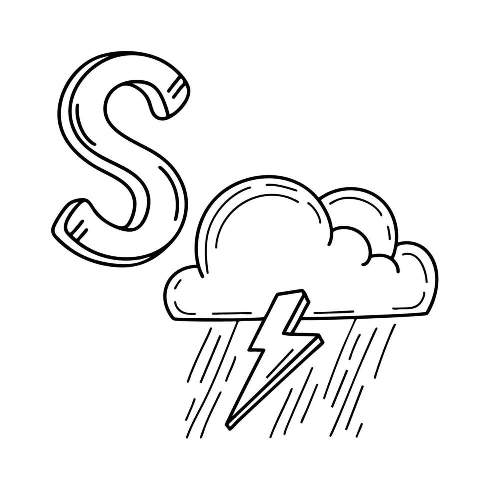An illustration of letter S stand for Storm vector