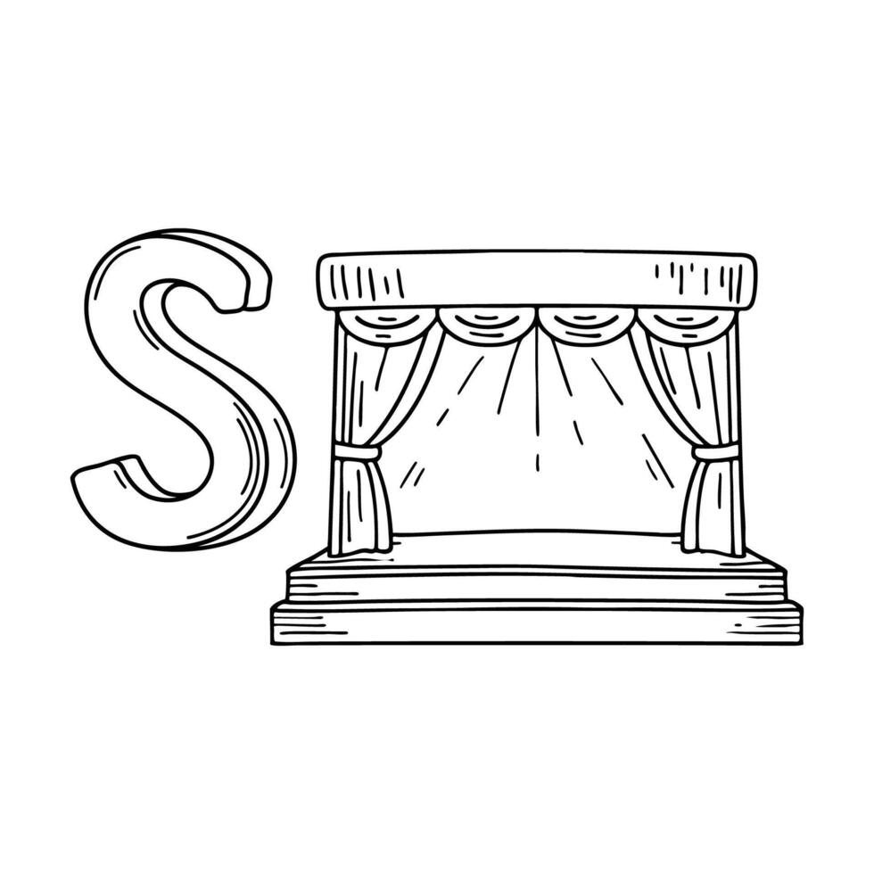 An illustration of letter S stand for Stage vector