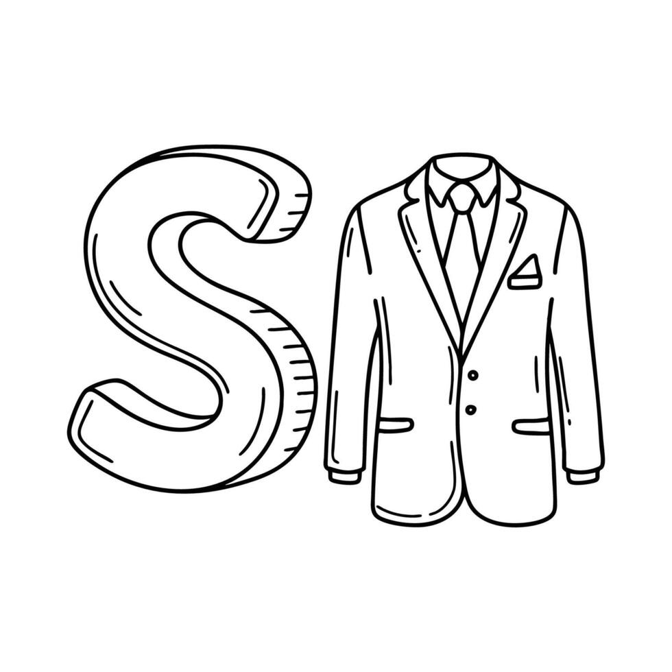 An illustration of letter S stand for Suit vector