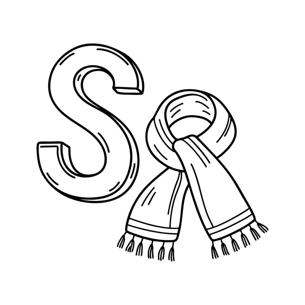An illustration of letter S stand for Scarf vector