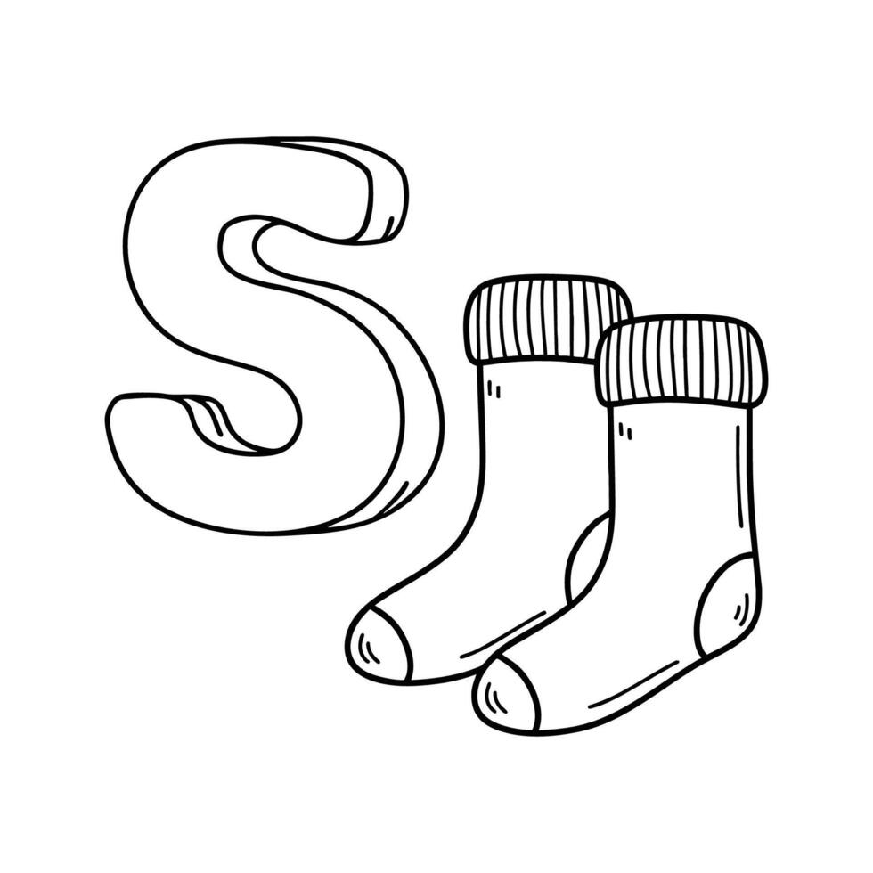 An illustration of letter S stand for Socks vector