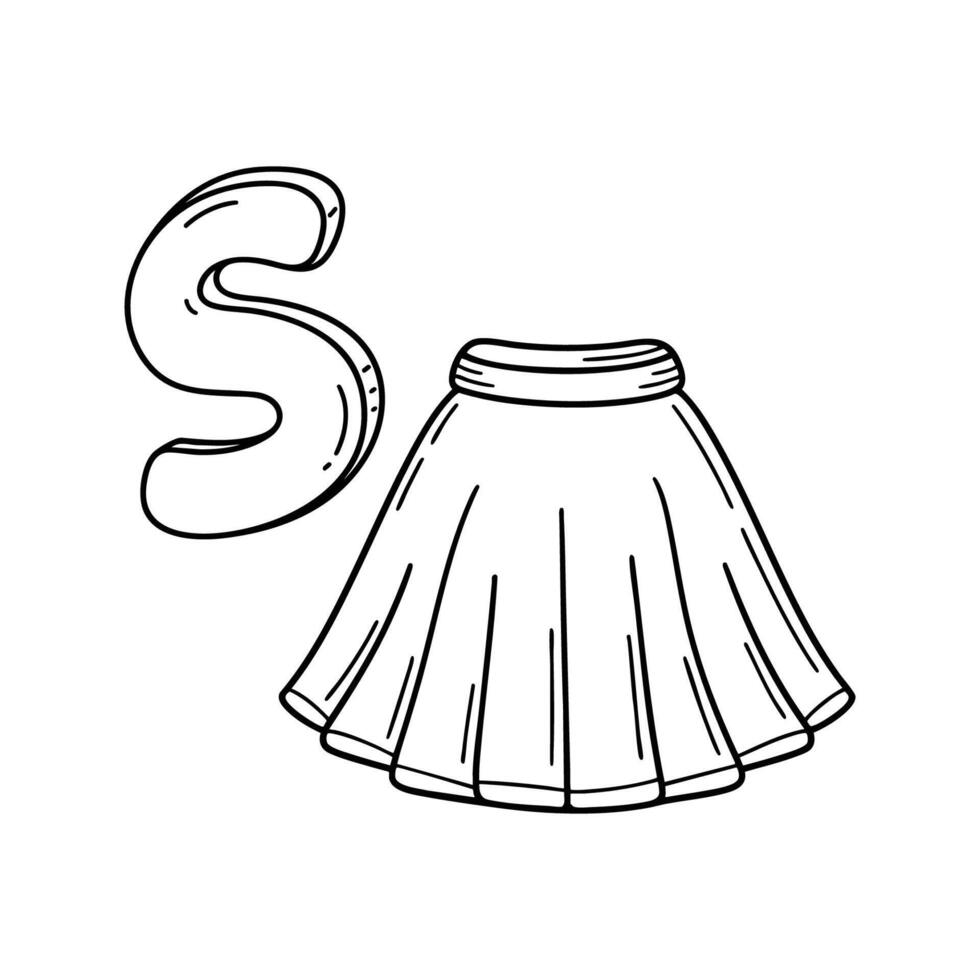 An illustration of letter S stand for Skirt vector