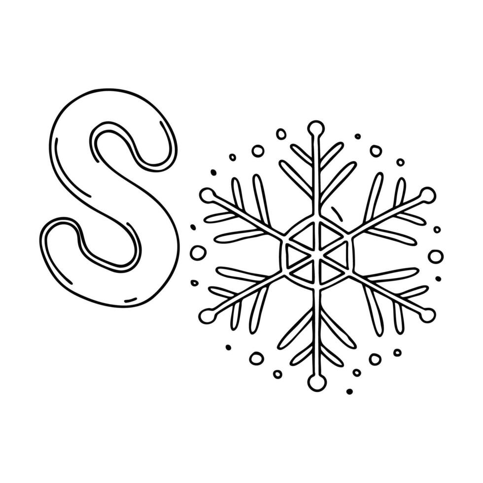 An illustration of letter S stand for Snowflake vector
